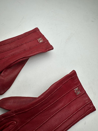 Vintage Loewe Leather Gloves Red