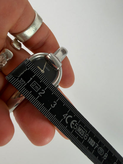 Vintage Gucci Timeless Stainless Steel Bracelet Watch Black Silver