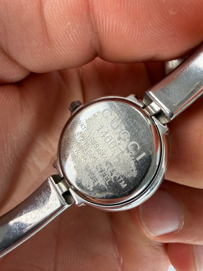 Vintage Gucci Timeless Stainless Steel Bracelet Watch Black Silver