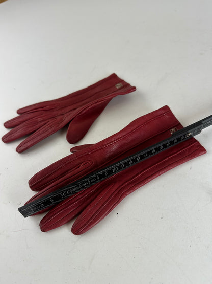 Vintage Loewe Leather Gloves Red