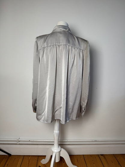 Vintage Yves Saint Laurent Silk Blouse silver 38/M
