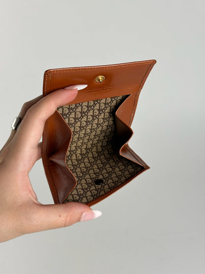 Porte-cartes vintage Dior en cuir marron