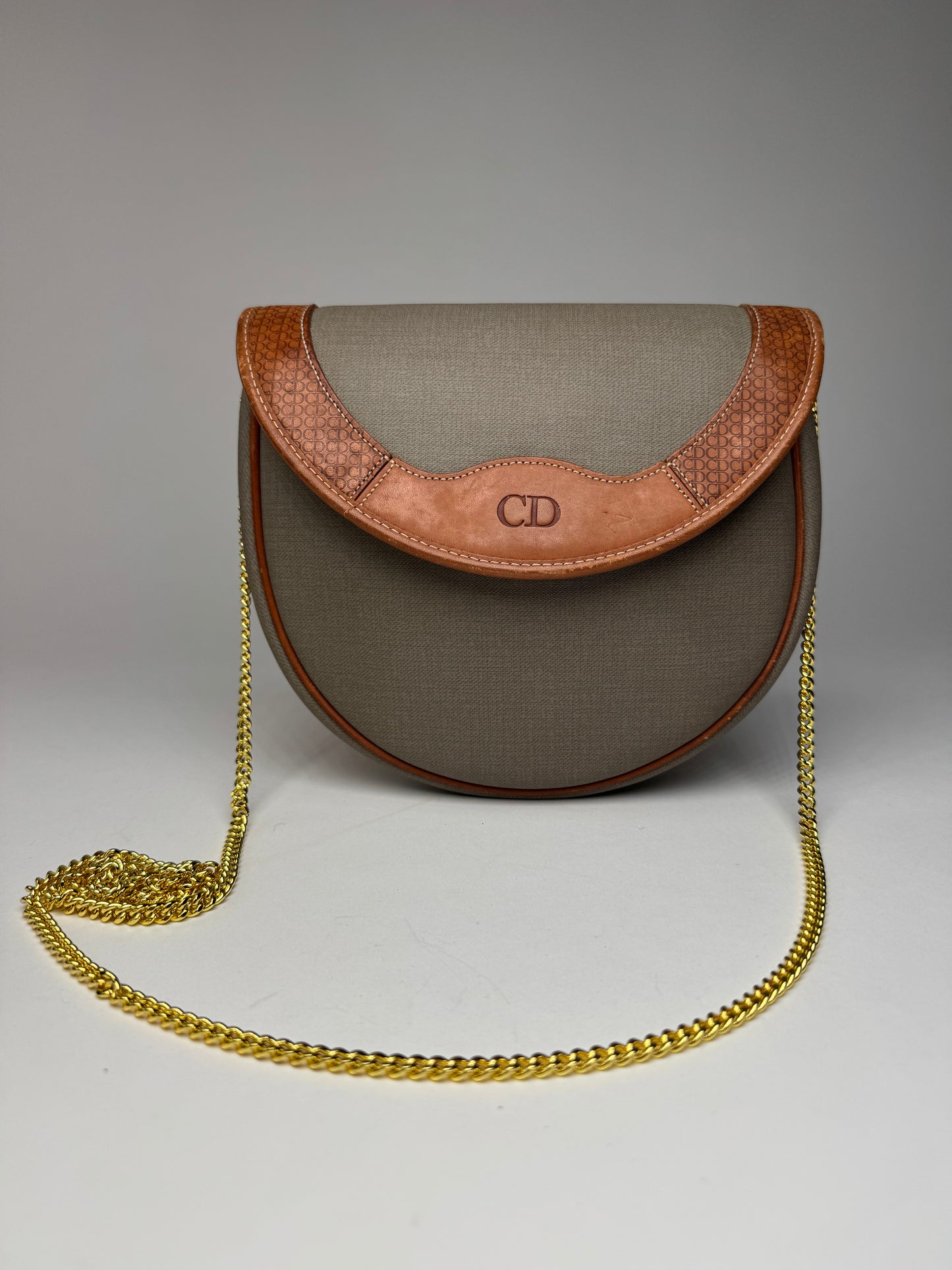 Vintage Dior Leather Bag Grey Brown