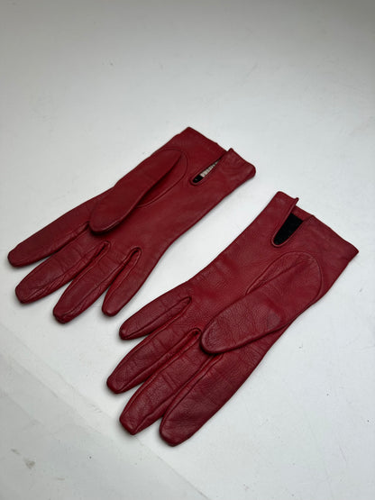 Vintage Loewe Leather Gloves Red
