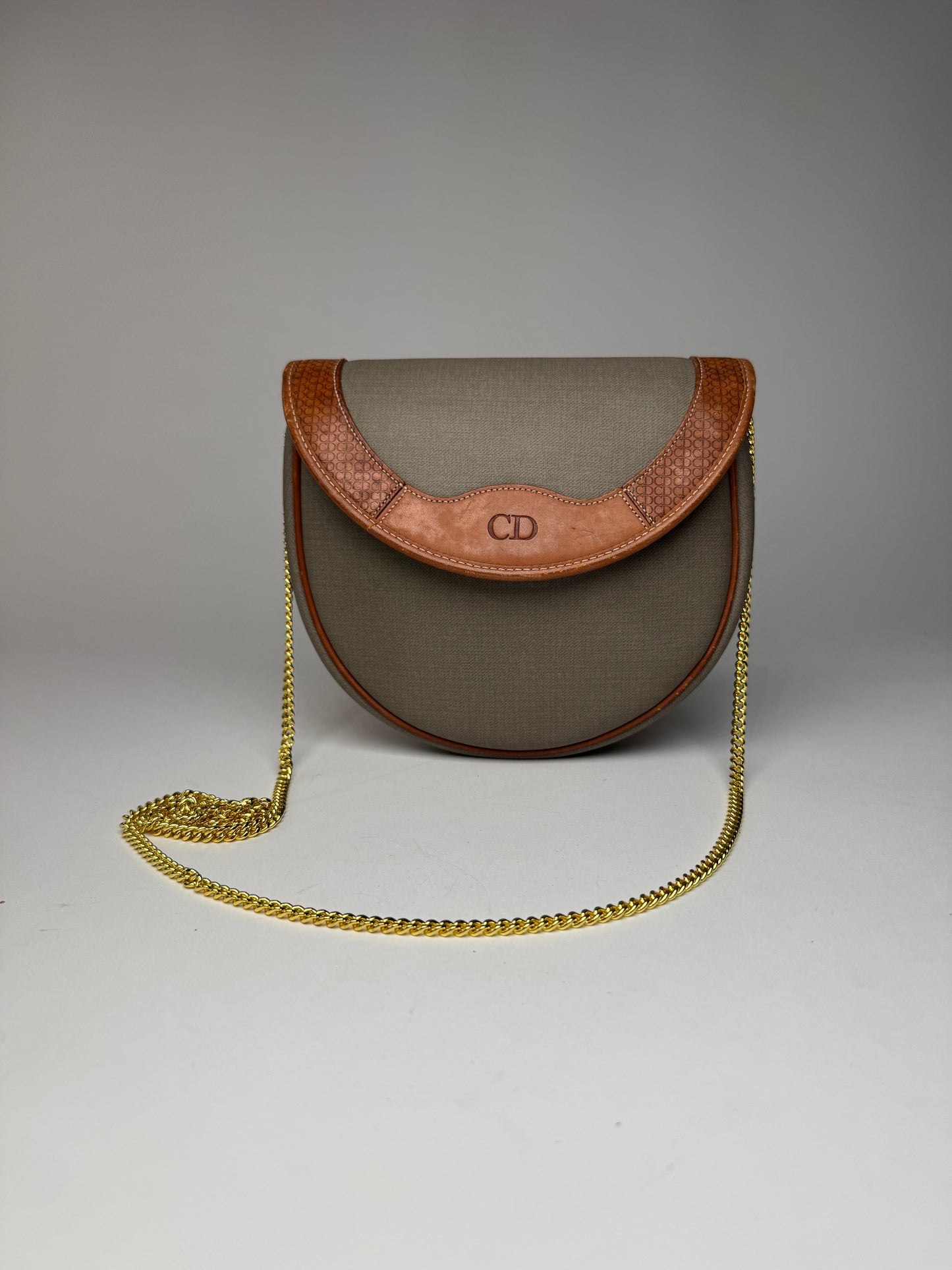 Vintage Dior Leather Bag Grey Brown