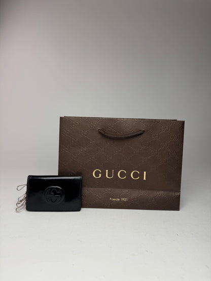 Vintage Gucci GG patent leather Key Holder black