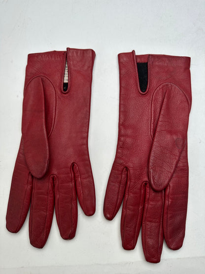 Vintage Loewe Leather Gloves Red