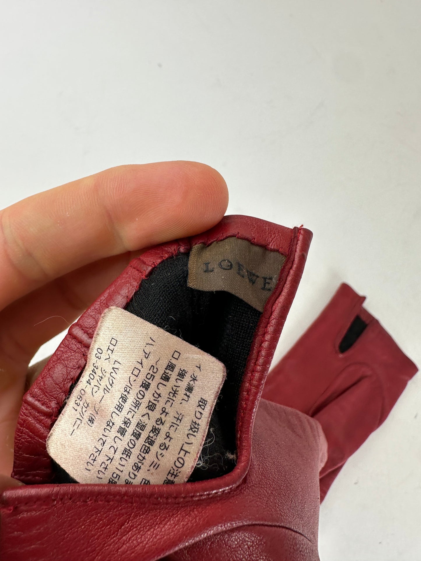 Vintage Loewe Leather Gloves Red