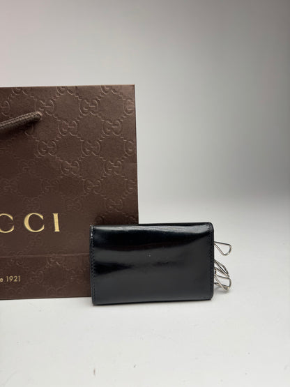 Vintage Gucci GG patent leather Key Holder black