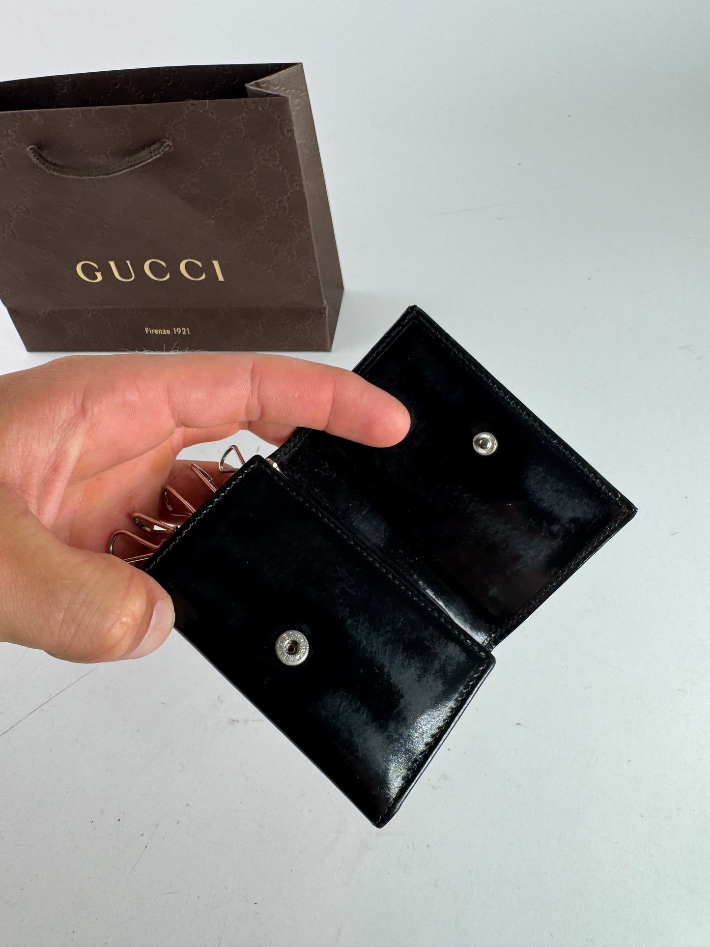 Vintage Gucci GG patent leather Key Holder black