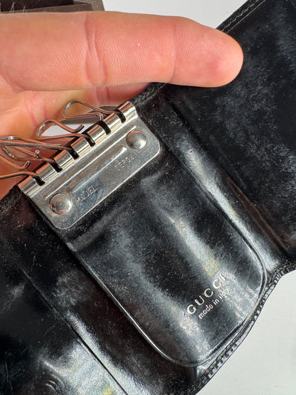 Vintage Gucci GG patent leather Key Holder black