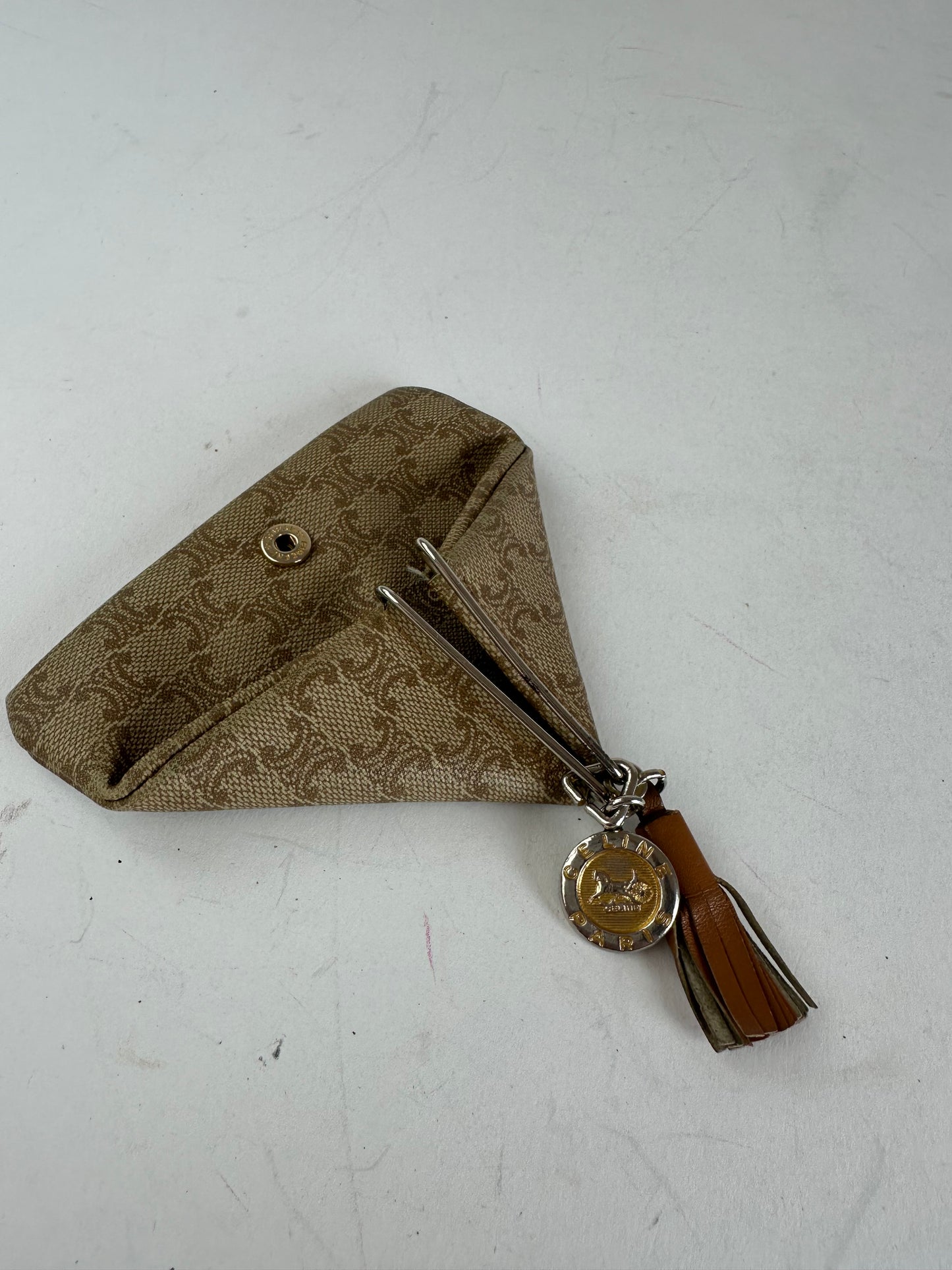 Vintage Celine Paris Triomphe Monogram Leather Purse