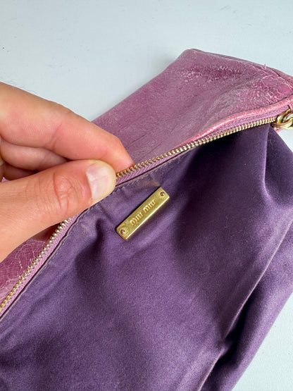 Pochette vintage en cuir Miu Miu violette