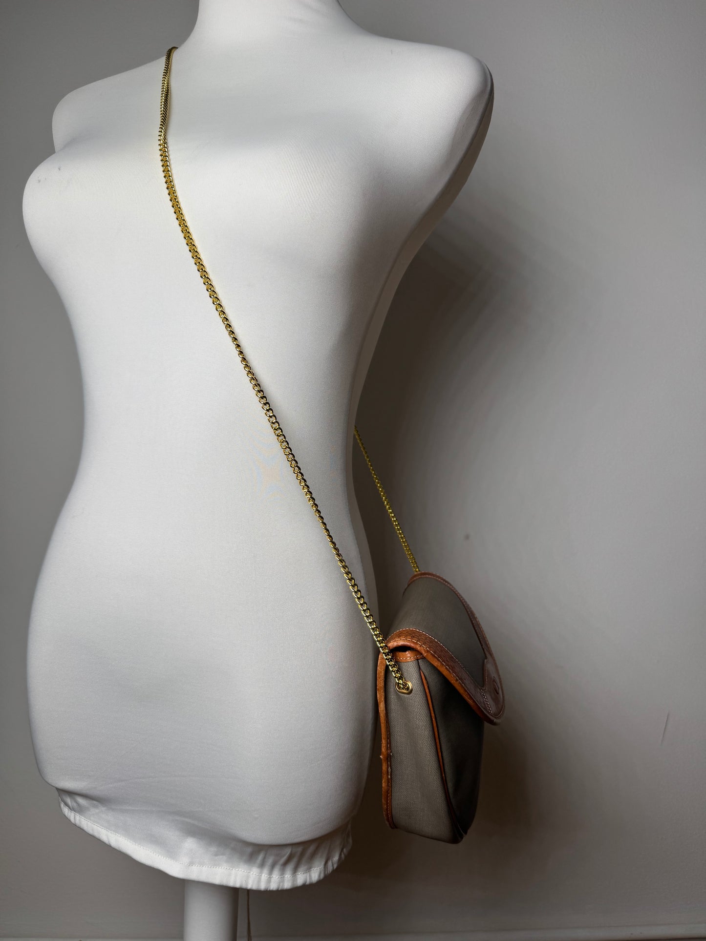 Vintage Dior Leather Bag Grey Brown