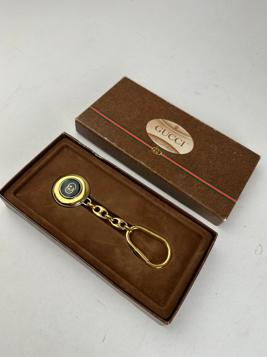 Vintage Gucci GG Key Pendant Gold Black