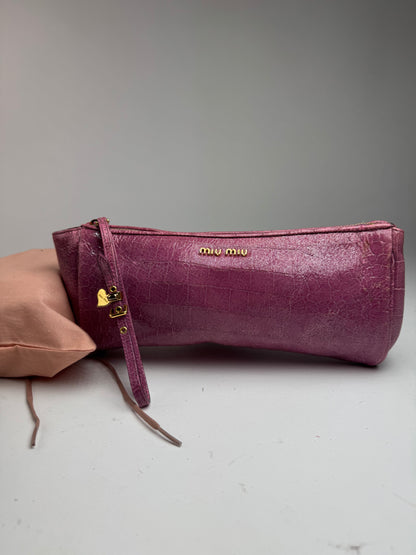 Pochette vintage en cuir Miu Miu violette