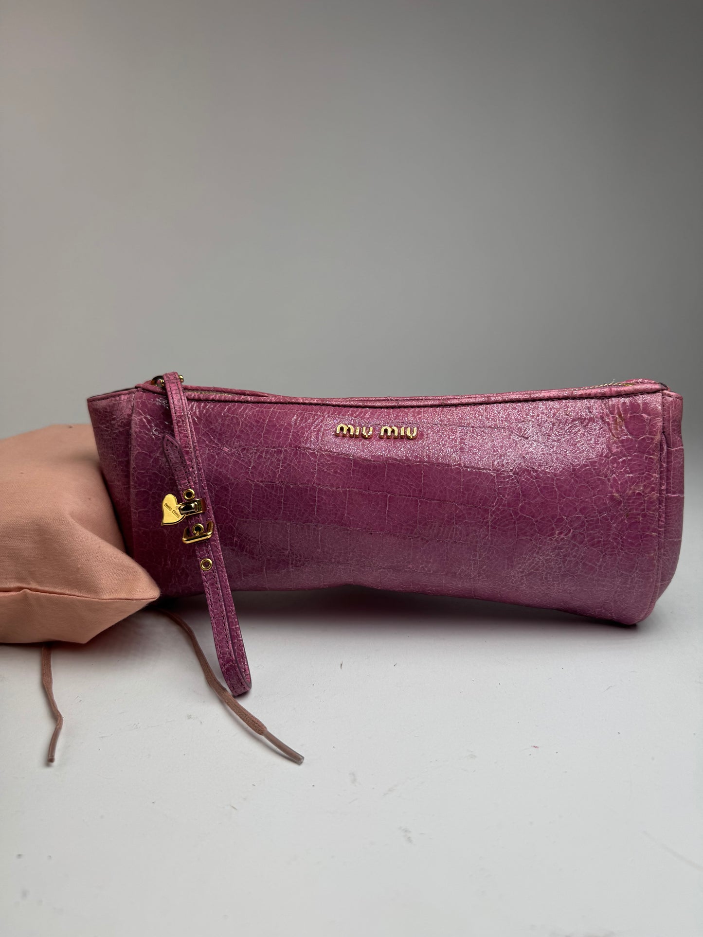 Pochette vintage en cuir Miu Miu violette