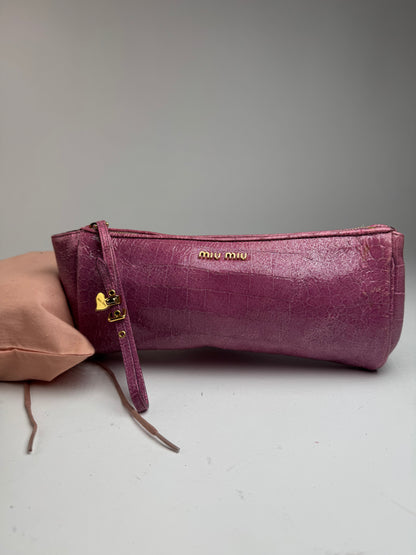 Pochette vintage en cuir Miu Miu violette