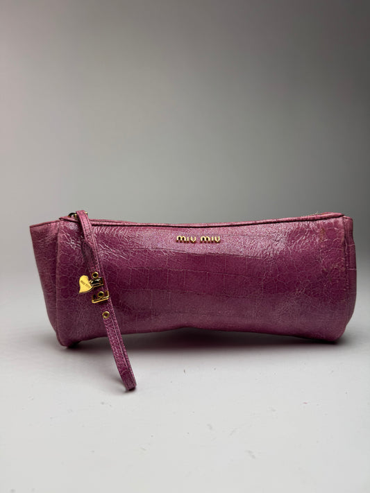 Pochette vintage en cuir Miu Miu violette