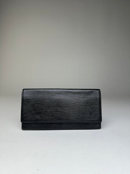 Vintage Louis Vuitton Epi Leather Wallet Y2K Black Silver