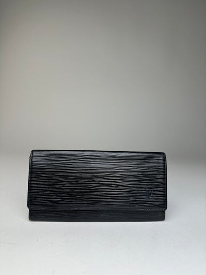 Vintage Louis Vuitton Epi Leather Wallet Y2K Black Silver