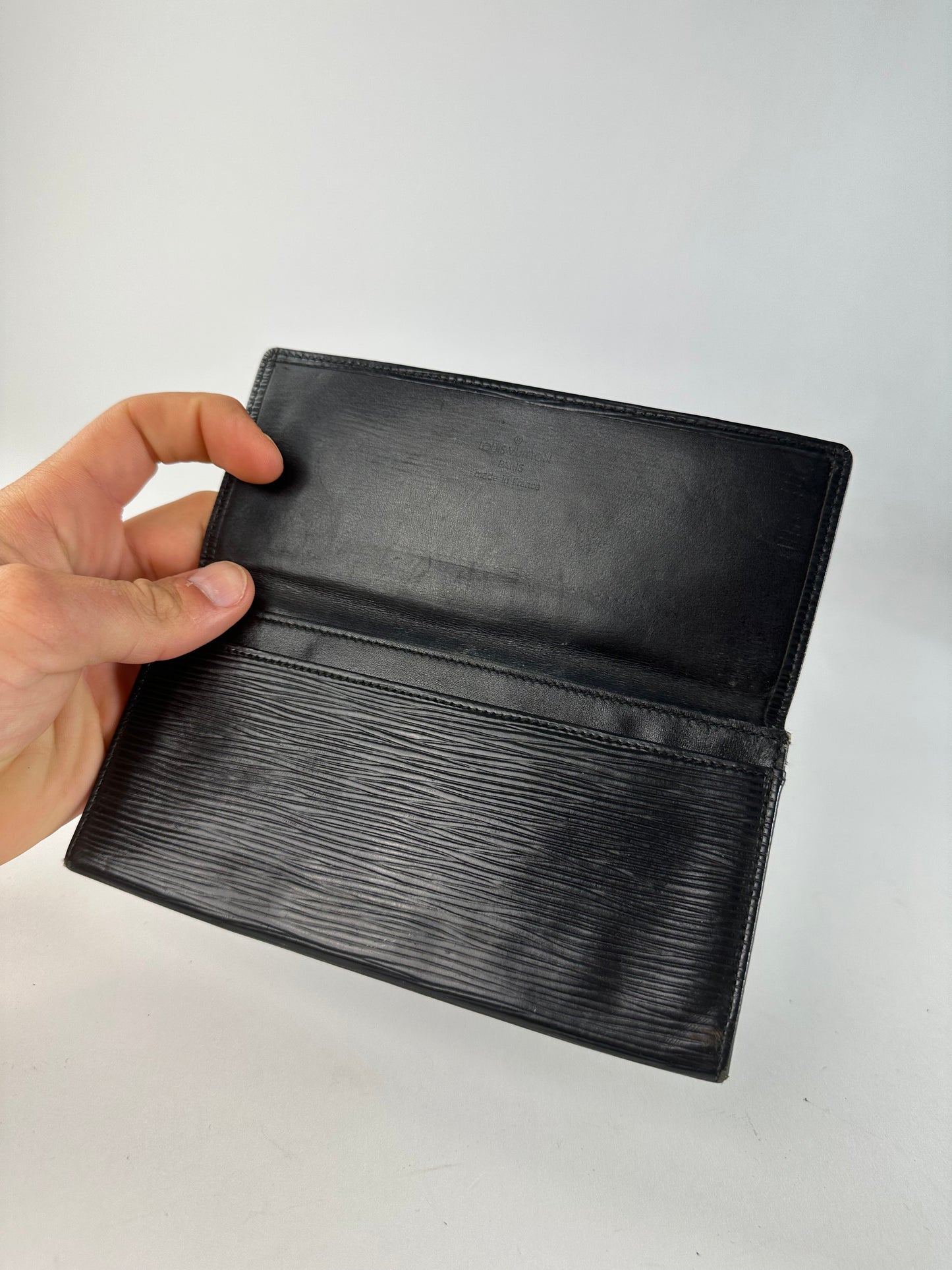 Vintage Louis Vuitton Epi Leather Wallet Y2K Black Silver
