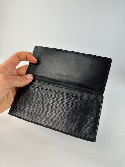 Vintage Louis Vuitton Epi Leather Wallet Y2K Black Silver