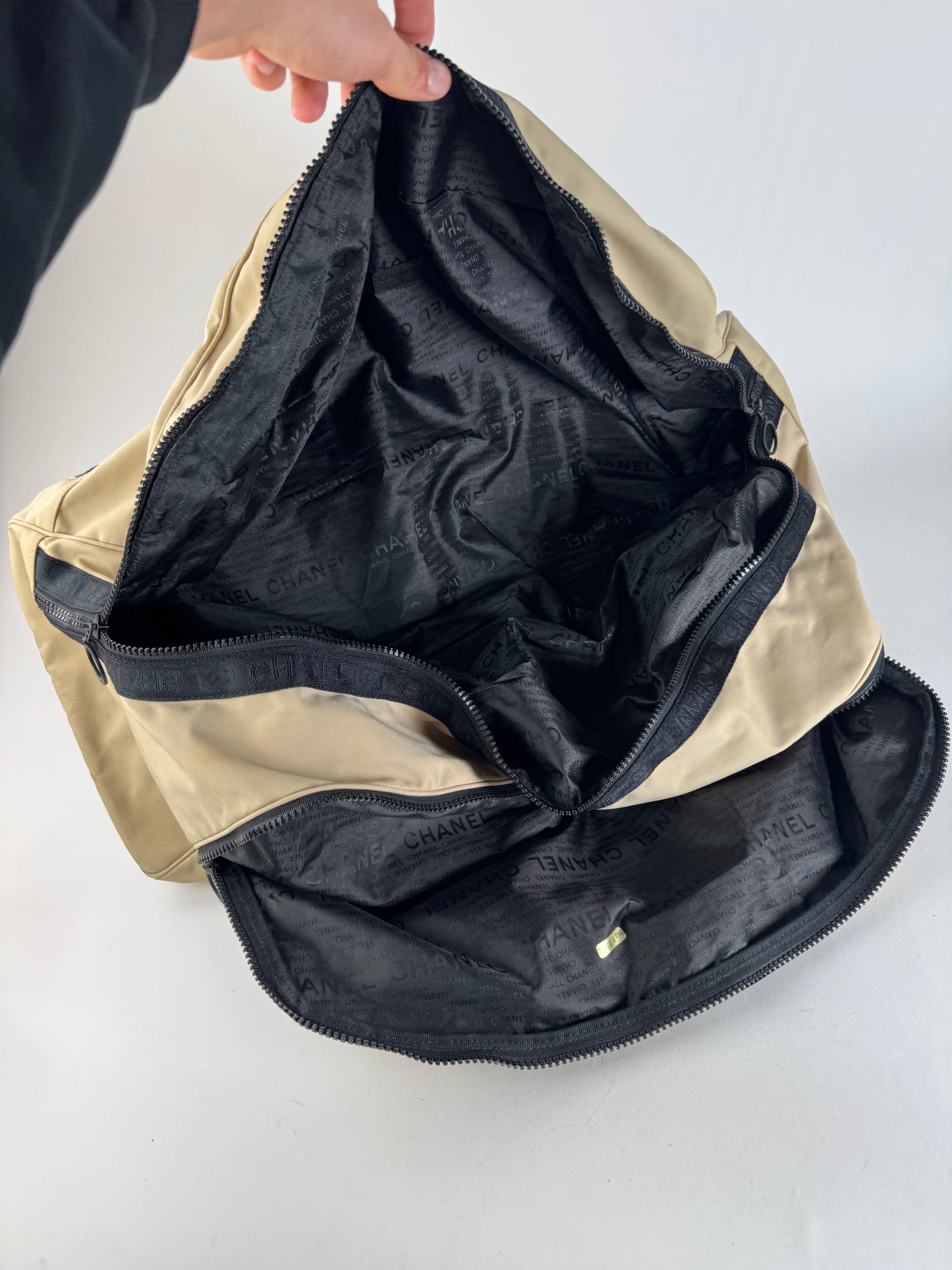 Vintage Chanel Sport Duffel Bag Black White