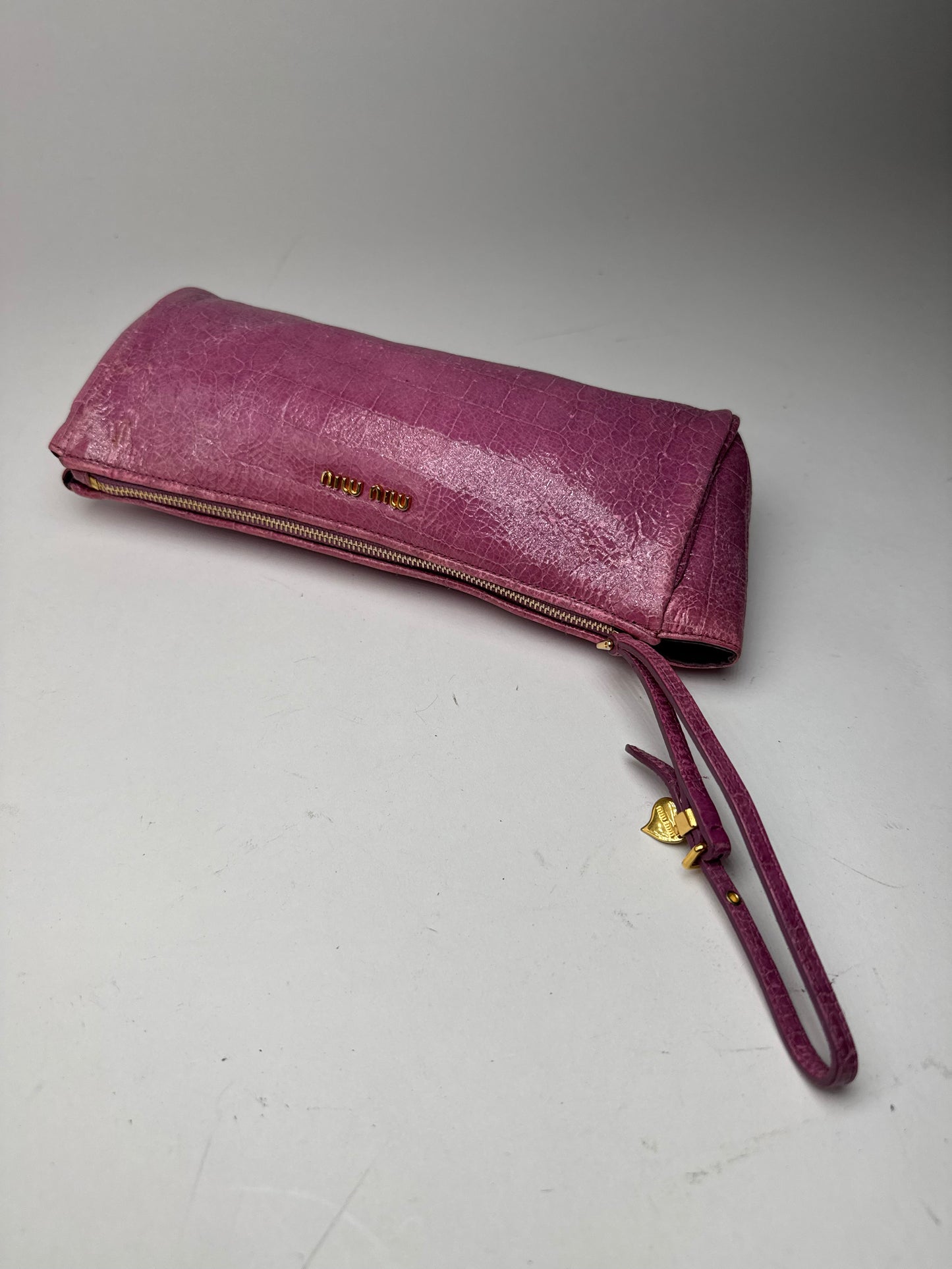 Pochette vintage en cuir Miu Miu violette