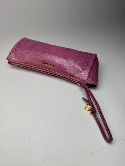 Pochette vintage en cuir Miu Miu violette