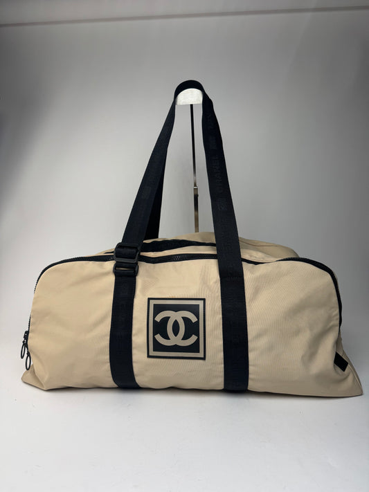 Vintage Chanel Sport Duffel Bag Black White