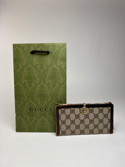 Vintage Gucci Ophidia Leather monogram wallet gray brown