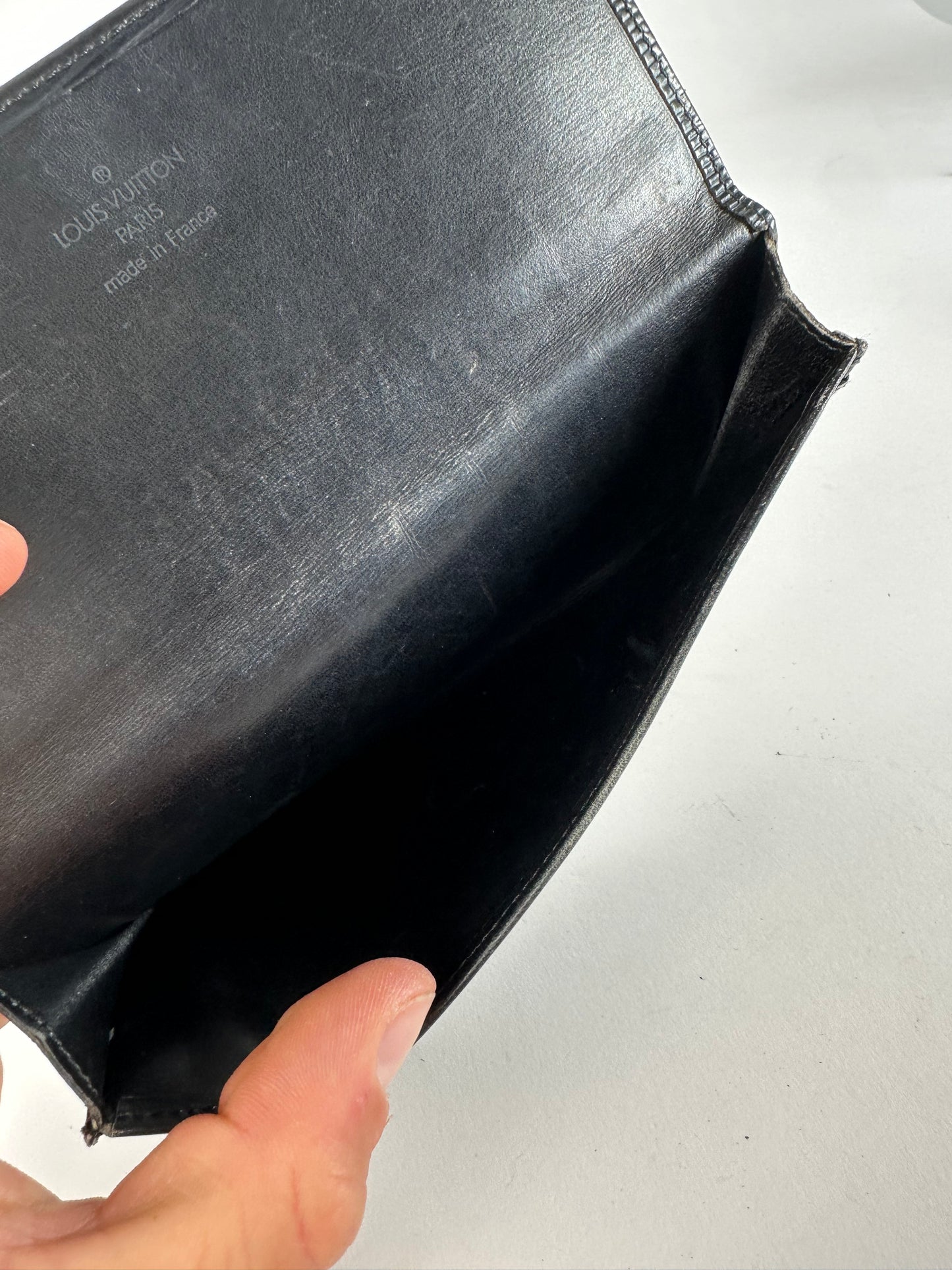 Vintage Louis Vuitton Epi Leather Wallet Y2K Black Silver