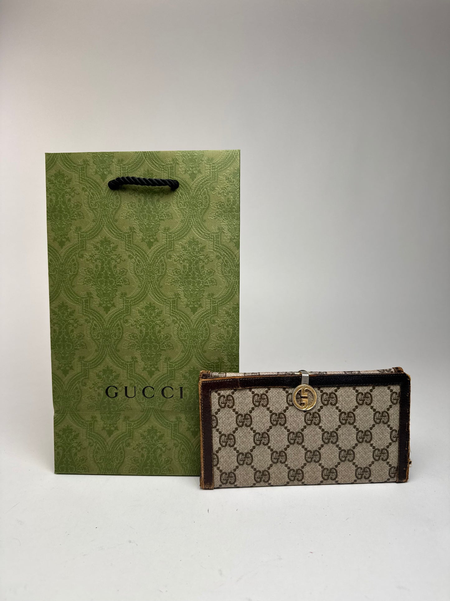 Vintage Gucci Ophidia Leather monogram wallet gray brown