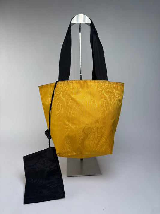 Vintage Etro Paisley Jacquard Tote Late 1990s Yellow Black