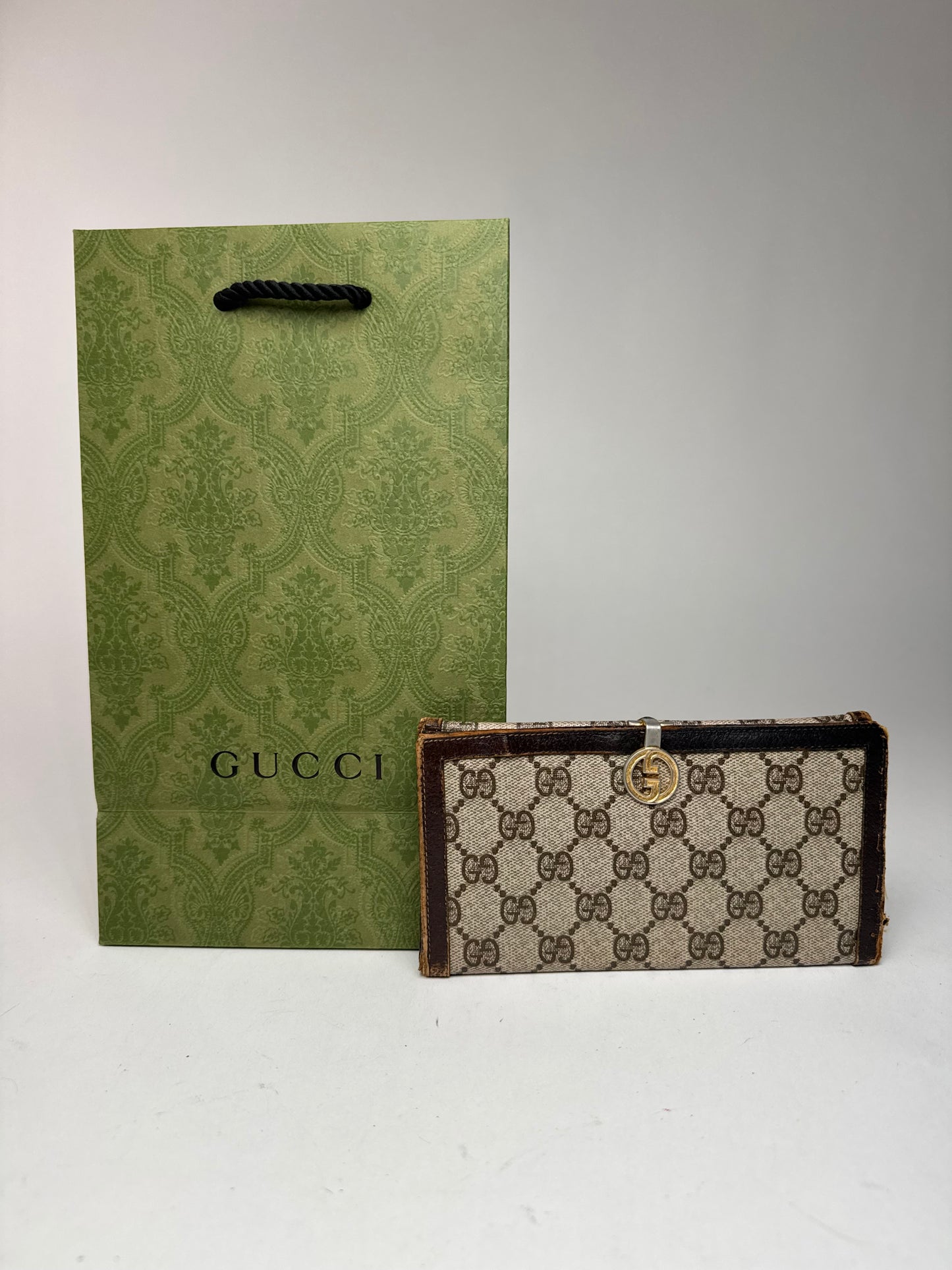 Vintage Gucci Ophidia Leather monogram wallet gray brown