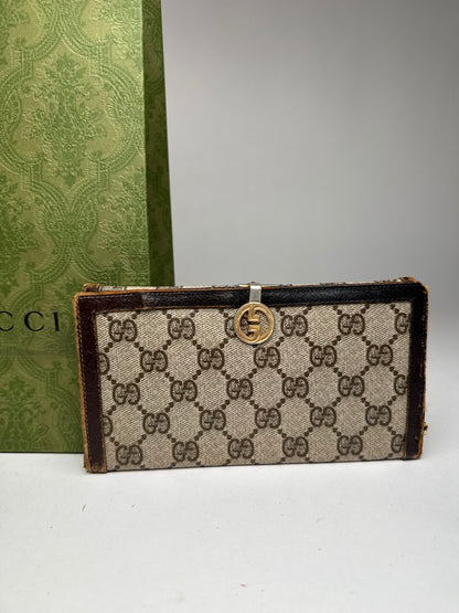 Vintage Gucci Ophidia Leather monogram wallet gray brown