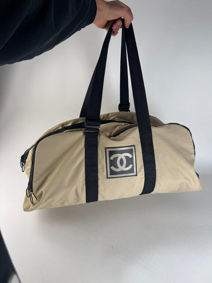 Vintage Chanel Sport Duffel Bag Black White