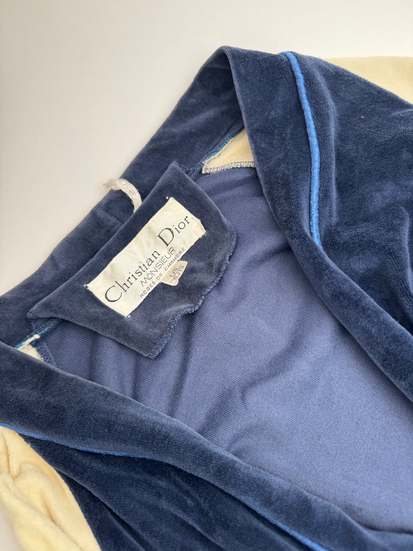 Vintage Dior Men’s Bathrobe Navy White L