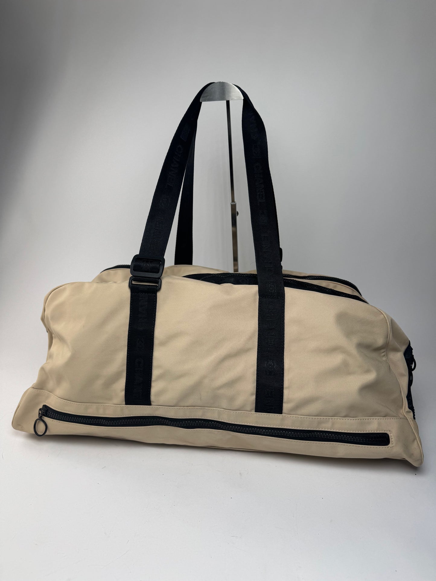 Vintage Chanel Sport Duffel Bag Black White