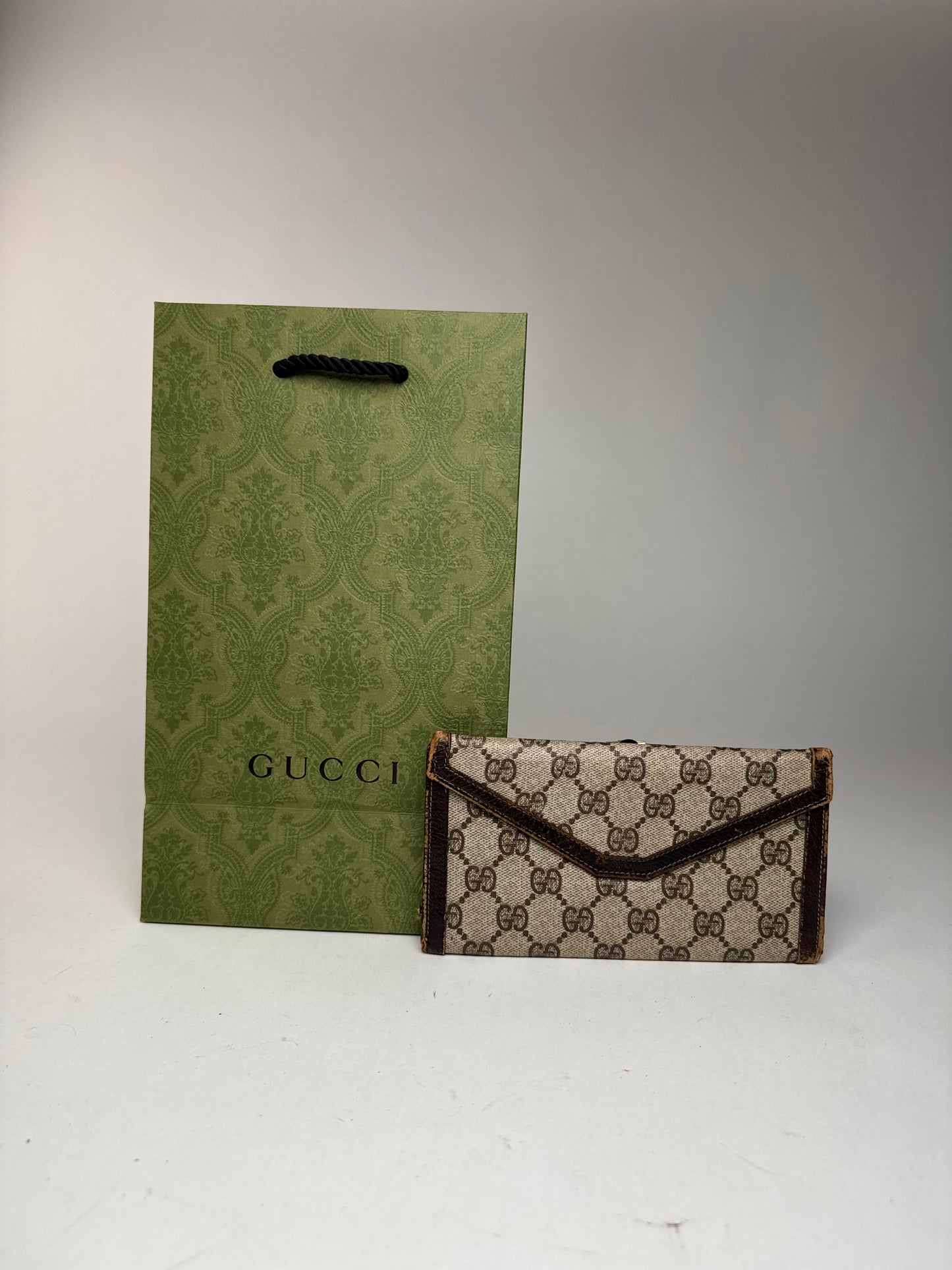 Vintage Gucci Ophidia Leather monogram wallet gray brown
