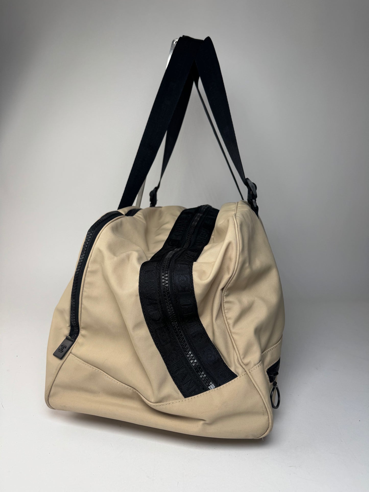 Vintage Chanel Sport Duffel Bag Black White