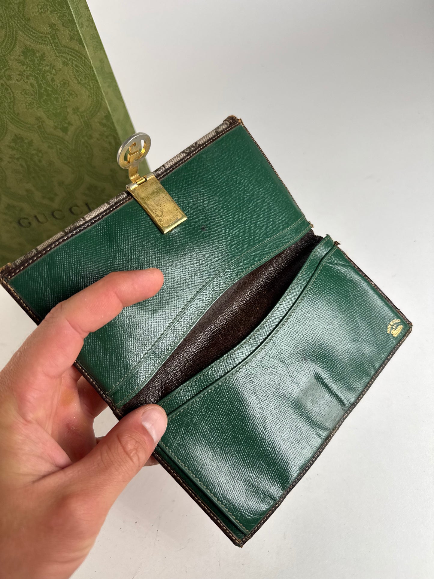 Vintage Gucci Ophidia Leather monogram wallet gray brown