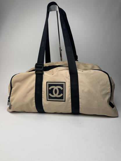 Vintage Chanel Sport Duffel Bag Black White