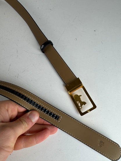 Vintage Celine Paris Carriage Logo Leather Belt black