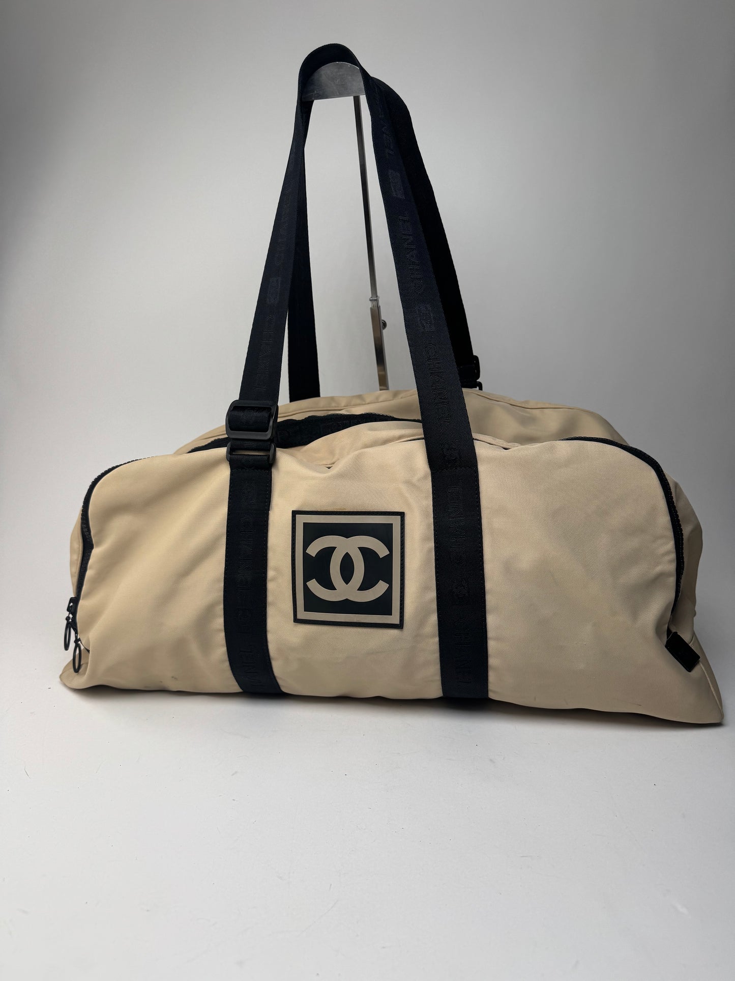 Vintage Chanel Sport Duffel Bag Black White