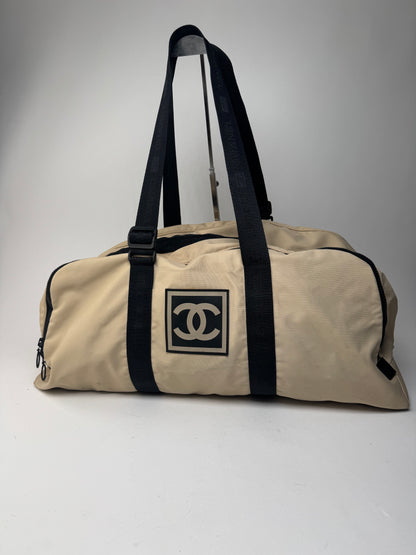 Vintage Chanel Sport Duffel Bag Black White