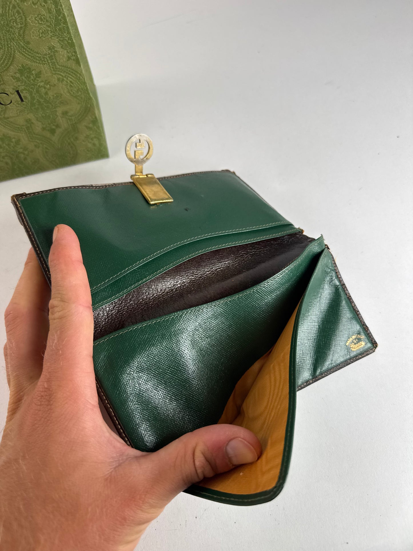 Vintage Gucci Ophidia Leather monogram wallet gray brown