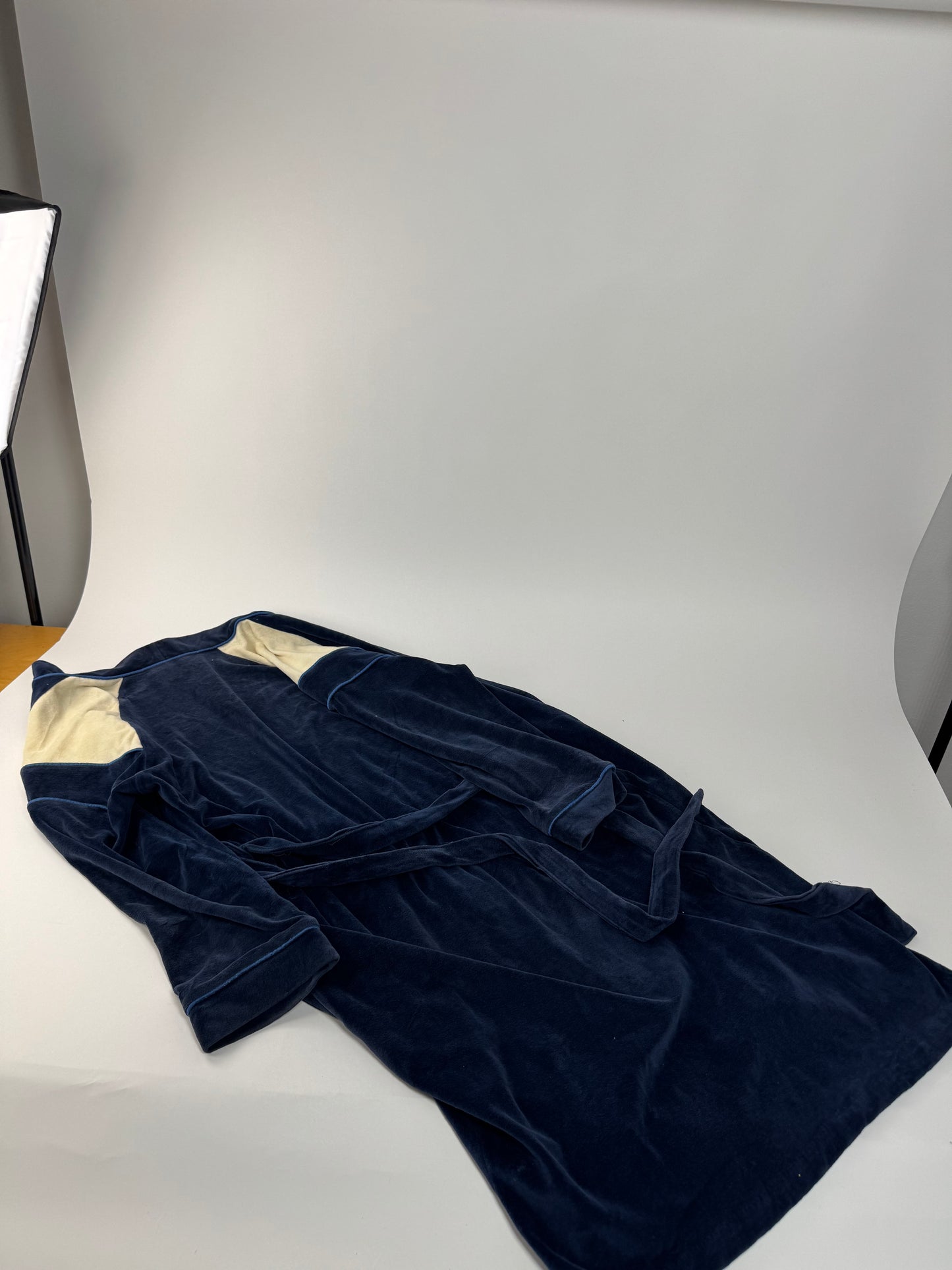 Vintage Dior Men’s Bathrobe Navy White L