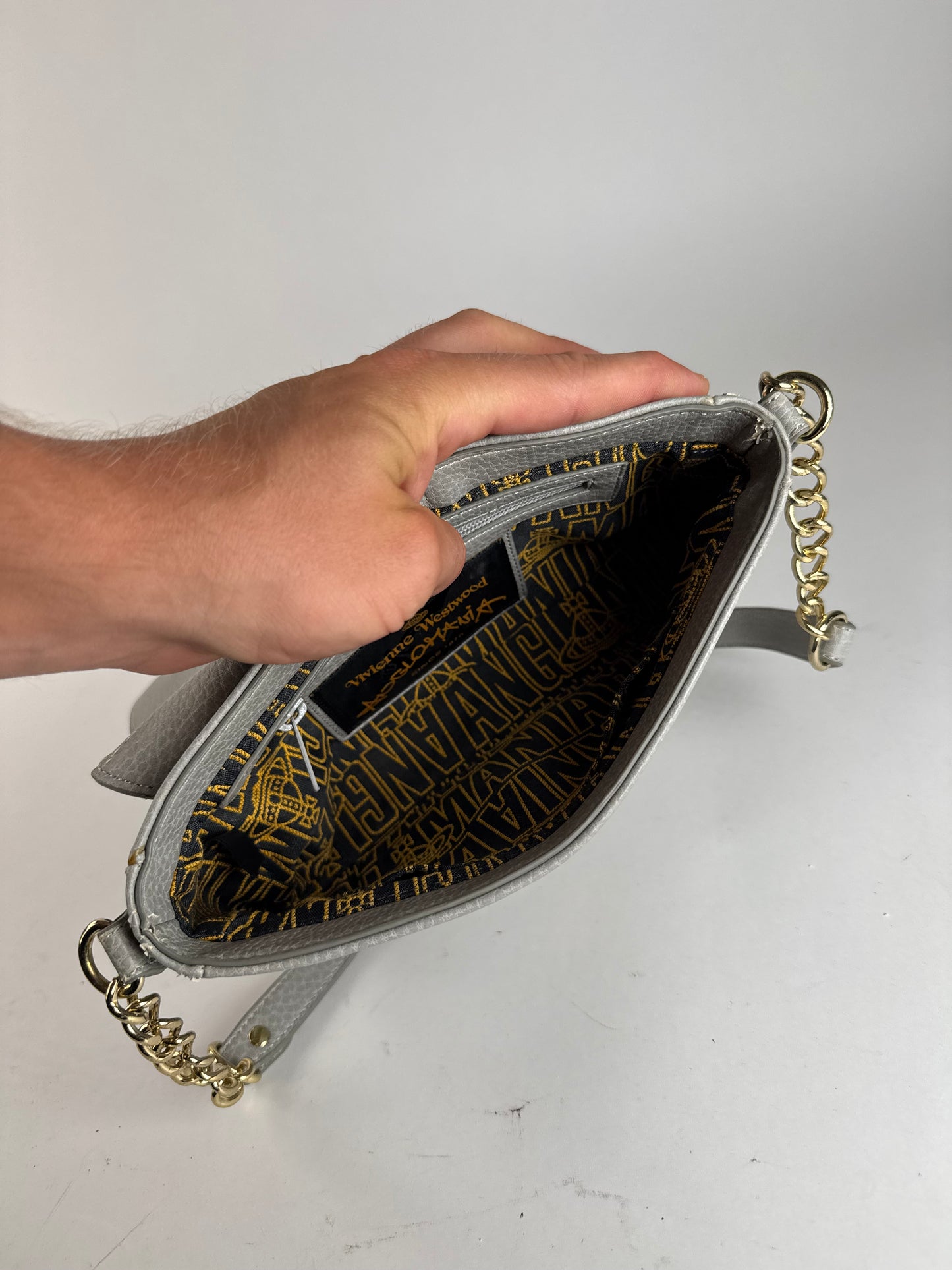 Sac vintage en cuir vegan Vivienne Westwood gris